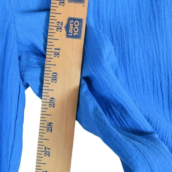 NWT Commense Cotton & Linen Pants Lagoon Blue Wide Leg Gauzy Flowy Trousers L - Picture 9 of 9